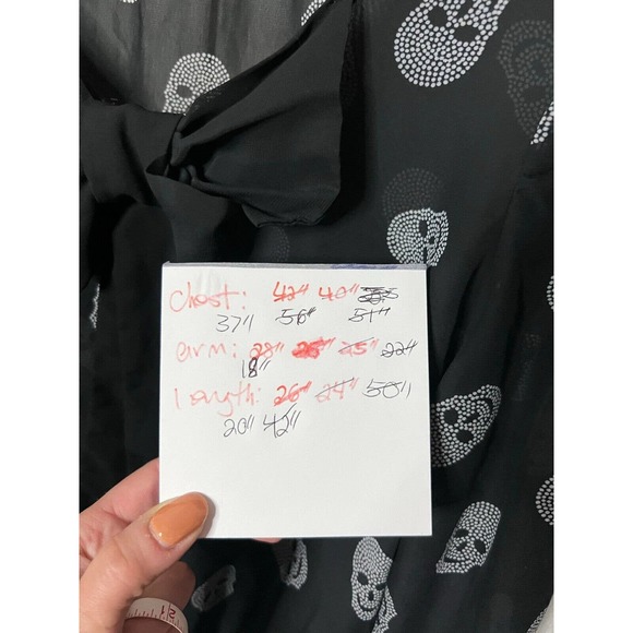 No Boundaries Juniors Black Sheer Blouse With White Skull Print Size M (7-9) - Picture 13 of 13